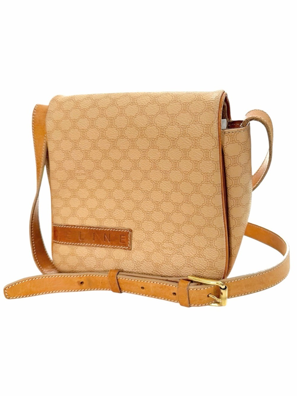Authentic Celine Macadam triomphe vintage crossbody shoulder old money flap bag